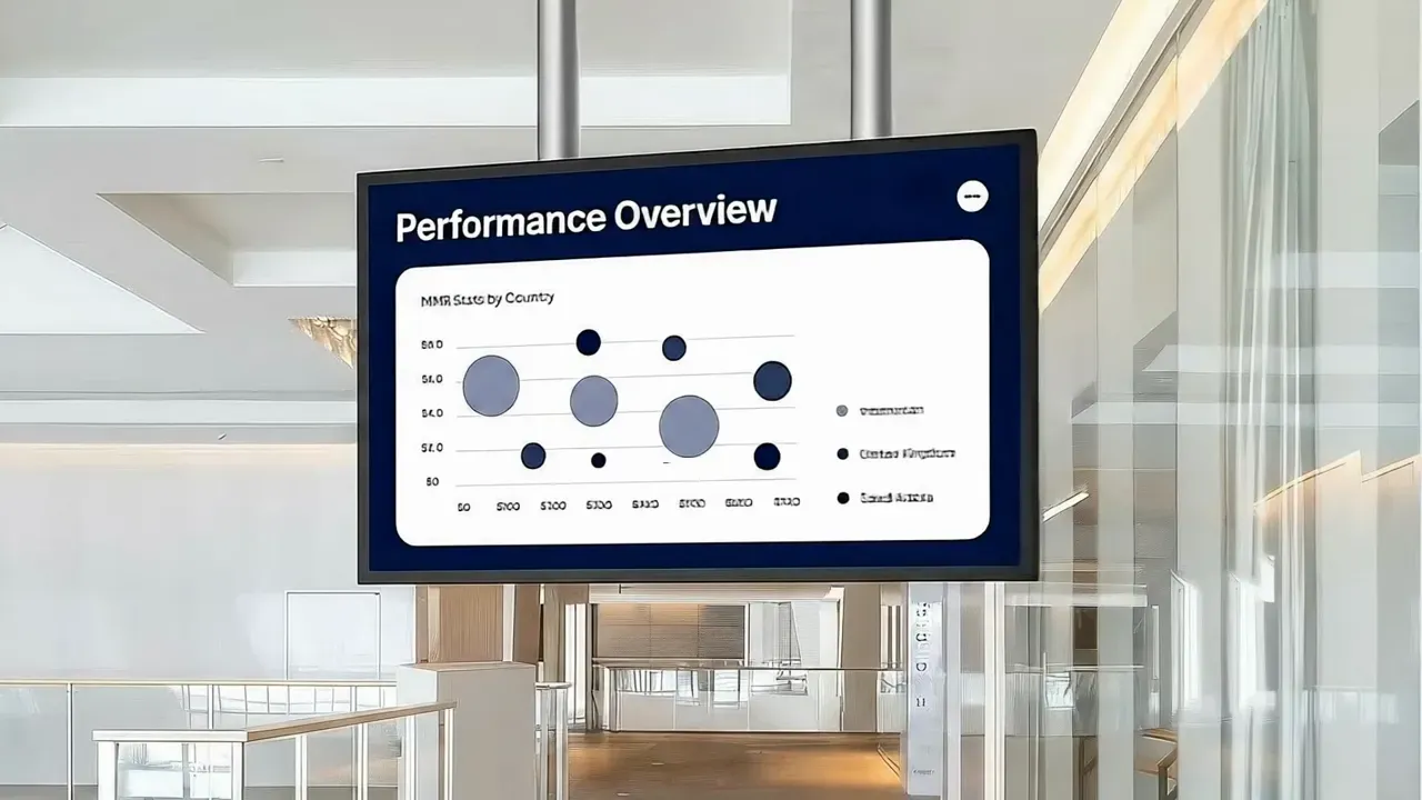 Office screen displaying a performance dashboard